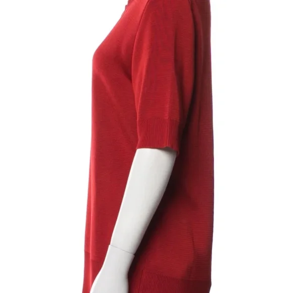 The Row Scoop Neck Crimson Red Viscose Sweater -Size L - NWOT - Picture 2 of 3